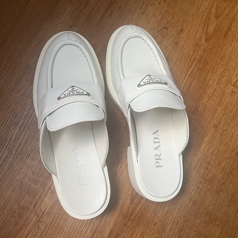 Prada White Loafer Mules size 7 - Picture 4 of 10
